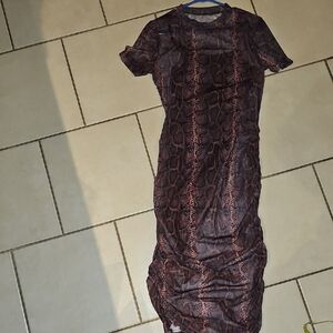 Amazon Animal Print Midi Dress - Dark Brown